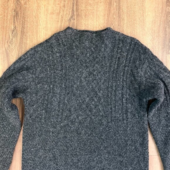 Wallace and Barnes Shetland Wool Fishermans Cable Knit Sweater Gray Sz M - Picture 3 of 9